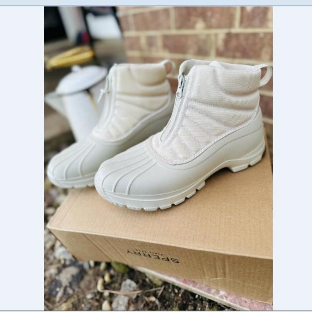 Sperry Duck Float Zip Up Womens Size 11 M Boots STS88157 Off White Waterproof